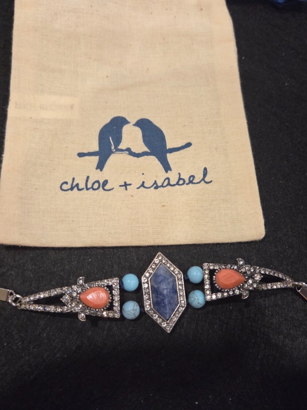 Chloe + Isabel bracelet turkish link style with blue & coral stones